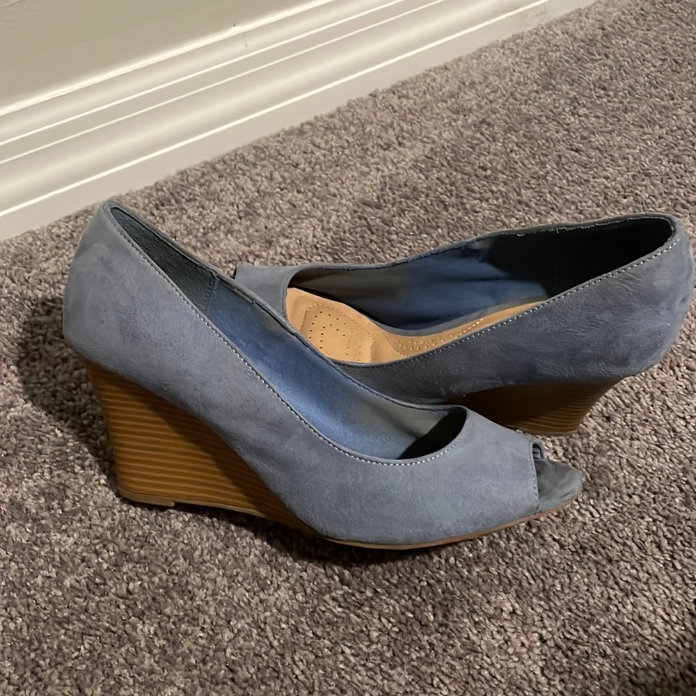 Wedges- blue suede